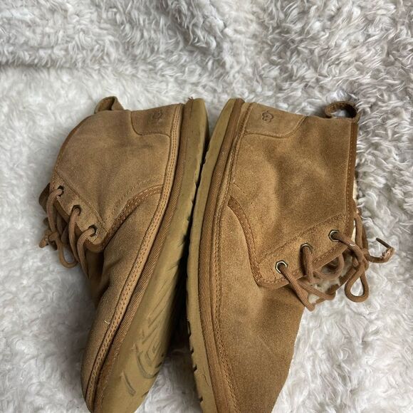UGG Neumel chestnut leather suede lace up boots wool lining size 8 - Picture 5 of 10